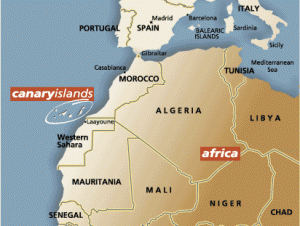 kanarian Kartta Kanarian kartta jossa näkyy Afrikka ja Espanja