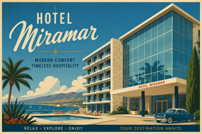 Moderni hotellirakennus ja kirkas taivas
