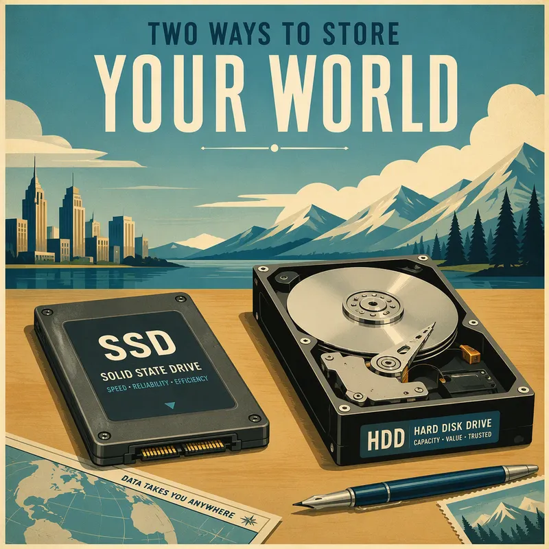 SSD- ja HDD-tallennuslaitteet rinnakkain